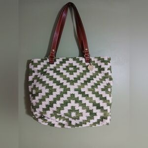 Patricia Nash Hand Loomed Cotton Weave Chennai Tote GreenBeach Bohemian Large